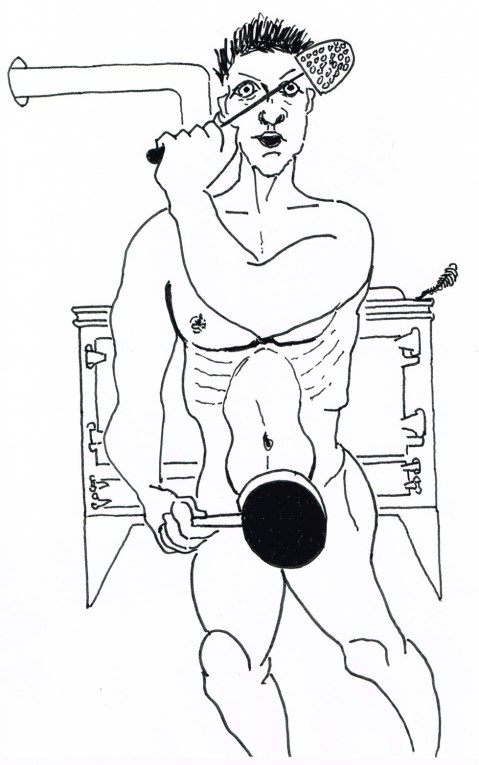 A Burglar was caught red-handed, [and red-faced?] cooking eggs in the nude in a Vancouver home. 