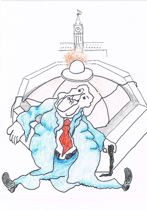 The Canadian Taxpayers Federation inflates giant Mike Duffy balloon near Parliament Hill as part of a campaign to reform the Senate. 