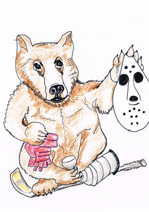 NHL player Clayton Stoner posed with the head and paw trophies of a Grizzly bear he shot in BC 