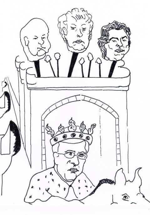 Prime minister Stephen Harper pressures conservative caucus to suspend Senators Brazeau, Wallin and Duffy in expense-claims-scandal.