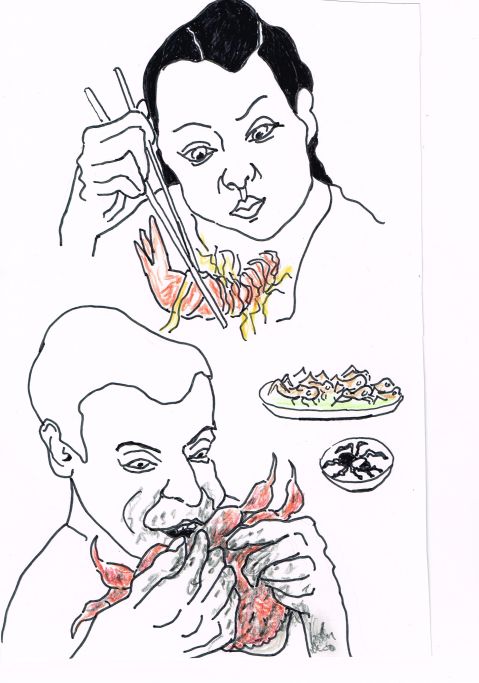 Giving a new meaning to "Slow food": fried noodle -wrapped whole prawns, whole crab, crickets and fried Tarantulas are now all on the menu for adventurous foodies!