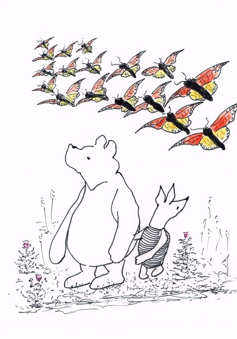 Winnie the Pooh turns 100 August 24th. "Don't worry Piglet. Christopher Robin is going to bomb the crap out of that Heffalump"
