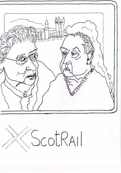 The Queen arrives 45 minutes late to open the restored railway line to the Scottish Borders.Fog delayed her helicopter leaving Balmoral.