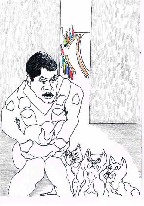 Three cats stray on stage to open the G20 meeting.