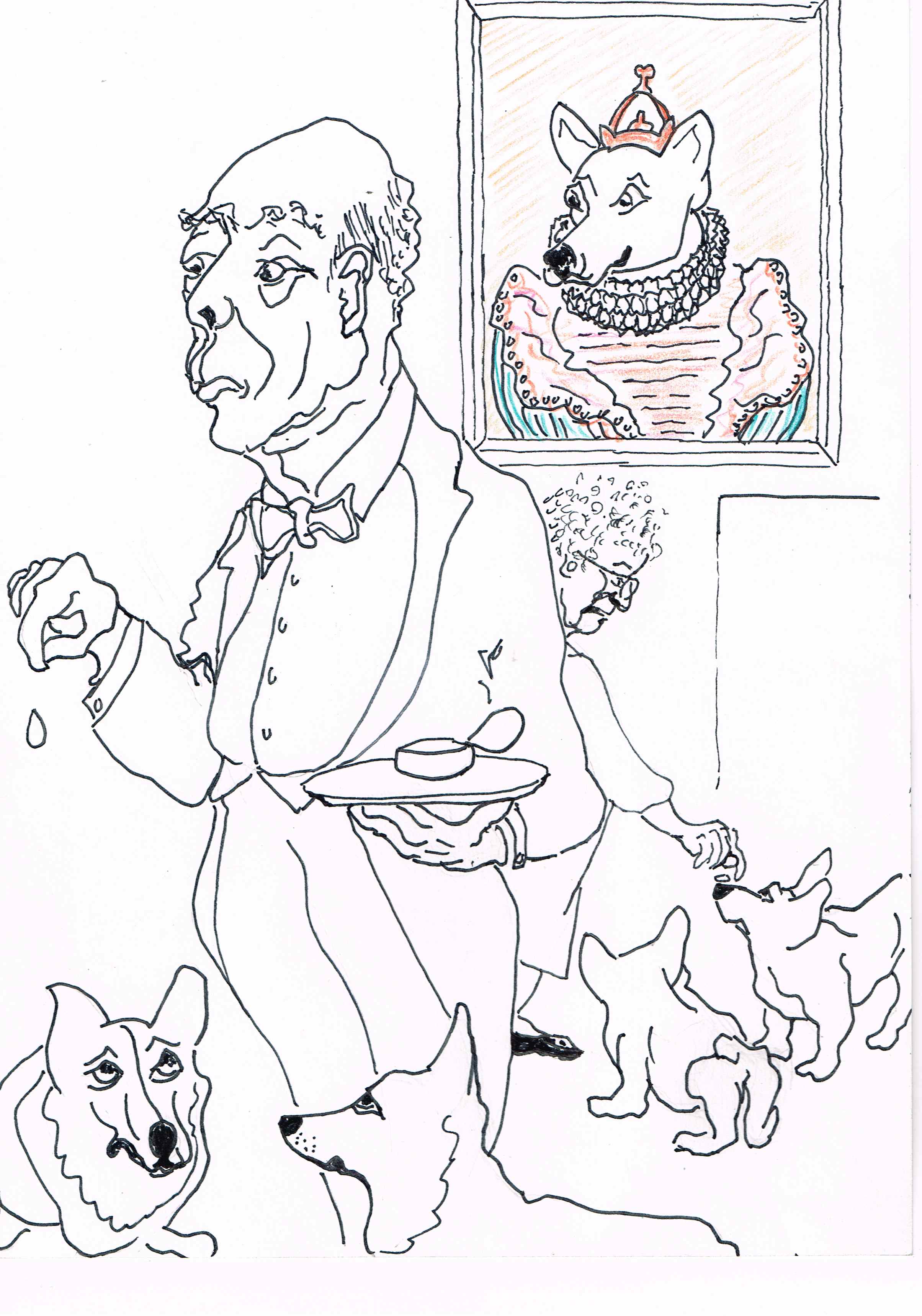 A butler serves the Queen's Corgis individual meals and in order of seniority.