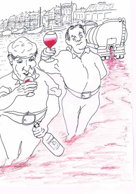 Sabateurs released 50,000 litres of cheap imported wine to protect the local vintage in Sete,France.